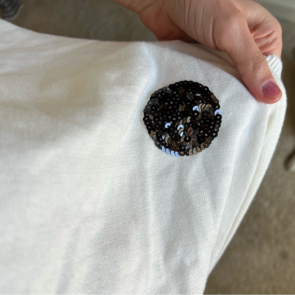 NEW YORK & COMPANY | Sequin Sweater Top Polka Dot - Picture 3 of 11